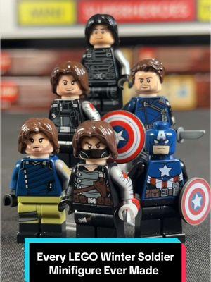 Every LEGO Winter Soldier Minifig Ever Made 💥 How many of these do you have in your collection? #lego #legomarvel #thewintersoldier #wintersoldier #buckybarnes #legocollector #legocollection 