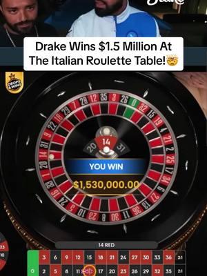 Drake Wins $1.5 Million At The Italian Roulette Table! #drake #roulette #casino #maxwin #highroller #hugewin #worldrecord #biggestwin #stake #reels #italian