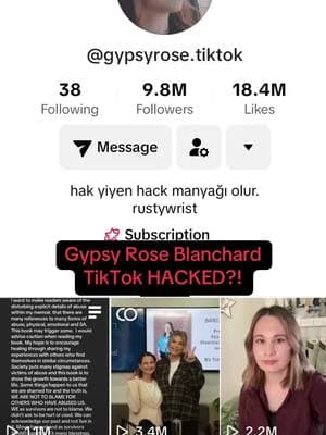 Gypsy Rose Blanchard’s TikTok account was hacked from the blue badge verification email scam. Her bio has been changed to a Turkish phrase. The hacker asked for money and told Gypsy the account would be given back after payment.   #gyp#gypsyrosec#hackedk#TikTokk#tiktokbluebadgea#emaila#scamp#gypsyroseblanchardc#hacker