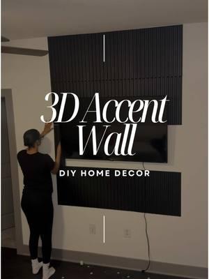 I’ve wanted an accent wall for so long! I was short on wall panels to create my DIY TV accent wall, but I still made it work! I chose black panels from @art3dliving to make my living room feel more cozy, snug, and mature. I want to eventually cover the entire wall, but this will do for now. #art3ddecor #diyaccentwall #accentwall #wallpanels #wallpanelling #accentwallpanels #diyhomedecor #diyapartment #tvaccentwall #affordablehomedecor #interiorstyling #blackaccentwall #blacklivingroom #hgtv #3daccentwall #art3d