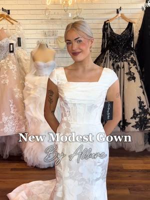 ✨New Modest Wedding Dress✨  . We are obsessed with this new modest gown by Allure! With adorable cap sleeves, a chic square neck, and the perfect corset fit-and-flare, it's a match made in bridal heaven! Schedule an appointment today to try on this gown! 💕  . . . #weddingdress #modestweddingdress #modestgown #weddingdressinspo #modestweddingdressinspo #modestfashion #utahbride #utahbrides #utahbridal #utahbridalstore #bridalstore #capsleeves #fitandflaregown #corsetweddingdress 