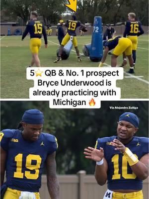 Bryce Underwood is a LARGE QB 🤯 #cfb #CollegeFootball #michiganwolverines 