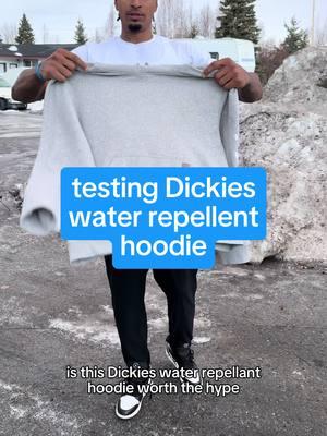 Winter weather? No problem. ❄️ The Dickies water-repellent hoodie keeps you dry. Perfect for the season. Tested and approved! What have you put your Dickies through? Drop it in the comments! 👇 #dickiesstyle #winterstyle #waterrepellent #builttowork #fyp