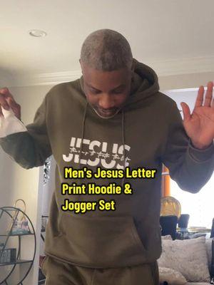 keep warm Men's Jesus Letter Print  Hoodie and #JoggerSet #menswear #affordablefashion #memsaffordablefashion #menclothing #mensootd #mensootdinspo  @🇭🇹 JUJU ♍️  @🇭🇹 JUJU ♍️ 