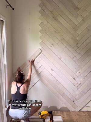 3 beginner friendly accent wall ideas! Full tutorial + material & tools list for each project can be found in my blog linked in my bio. Which accent wall is your favorite? • Moody shiplap accent wall • Peel & stick wallpaper • Rustic herringbone accent wall I love them all, but if I had to choose, l'd say the herringbone accent wall is my fav cause it's kinda rustic and coastal #diyhome #accentwall #shiplap #shiplapwalls #wallpaper #peelandstickwallpaper #diyprojects #DIY#tutorial 