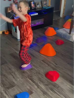 These are so fun! And they all have a grip on the bottom so they slide around the floor! #sensory #floor #floorislava #balance #stimulation 