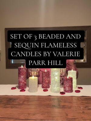 I’m loving this precious red, white and pink story! I’ve used a set of the red beaded and sequin flameless candles by Valerie Parr Hill, sold by QVC, a set of white beaded and sequin candles, and one set of the petal pink hurricanes, also by Valerie Parr Hill, and sold by QVC! ##qvc##valerieparrhill##homedecor##flamelesscandles##valentinesdecor