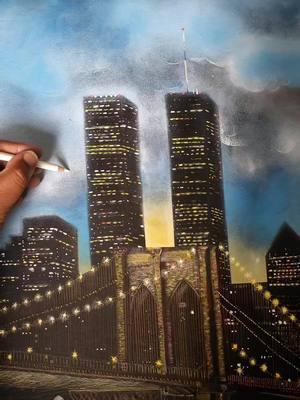 Twin Towers and Brooklyn Bridge #newyork #art #history #multimedia #colored_pencil #TikTokShop  @Blick 