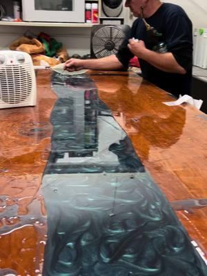 Creating a false river table to save $$ in epoxy! #tdeezbadasscreations #rivertable #epoxy #indiana 