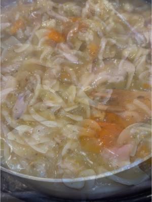 Home made chicken noodle soup 🍜 my crock pot was heating all the way so I had to switch it to a regular pot but it was fireeeee ‼️  Can’t wait to cook Sunday dinner  #foryoupage #fypage #fyp #cooking #homemadechickennoodlesoup 