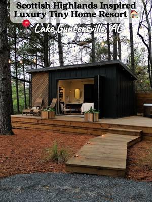 📌Save this 220sf tiny home resort for your next Northen Alabama getaway! This luxury tiny home resort @highland_cottages is located in the mountains ⛰️ of Northern Alabama. It's the perfect combination of a mountains and lake life. Comprised of 4 cottages inspired by the allure and beauty of the Scottish Highlands. Ideal for romantic getaways and solo travel 🧳 They include custom front doors which open bringing you closer to nature, private deck space, hot tub, outdoor shower, spa like bathroom with towel warmers, kitchenette, and much more.  🚤 Minutes from the beautiful shores of Lake Guntersville. Alabama's largest inland large. Perfect for water-sports enthusiasts, boaters, and fishermen.  🛍️ Waterfront dining and shopping at City Harbor. Walkable district with live entertainment accessible by boat or car in the heart of Lake Guntersville, AL 📍@highland_cottages  🔨 @timber_craft_tinyhomes 🎥 @swopefamilyadventures  #guntersville #alabama #lakelife #tinyhouse #vacation 