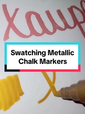 @Miss Marker is swatching our metallic chalk markers. 🤩  Did you know that you could use them on a dry erase board? #loddiedoddie #chalkmarkers #swatchvideo 