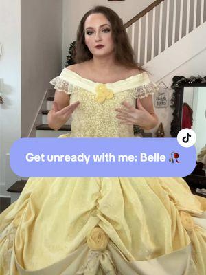 Get unready with me after a child’s birthday party as Belle ✨ #partyprincess #princessparty #princesspartyperformer #princesstok #foryoupage #fyp #costume #Vlog #beautyandthebeast #belle #cosplay #grwm #getunreadywithme #disneyprincess 