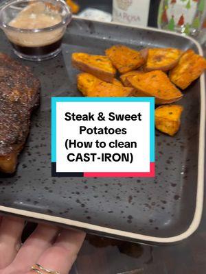 Stay till the end to see how I clean my cast iron! #steak #castironskillet #stayclassy 