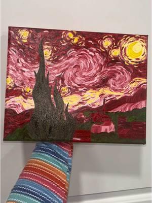 Timelapse of making Vincent van Gogh’s Starry Night, but in red! #vincentvangogh #starrynight #oilpainting 