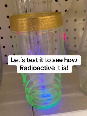 Testing radioactivity of Uranium Glass from a thrift store #fallout #mrsfallout #uraniumglass #fallouttok 