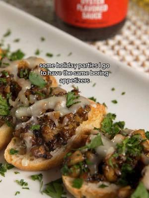 Mini toasts, maximum flavor! 🍄🧀 Surprise all your dinner guests with these Mushroom and Gruyere Mini Toast Bites before the main course is served. Each of your guests will enjoy the umami flavor that comes with our Lee Kum Kee Panda Brand Oyster Flavored Sauce. #leekumkee #Leekumkeeusa #SnackTime #snackgoals #appetizerideas #appetizerrecipe #dinnerparty #DinnerIdeas #oystersauce 