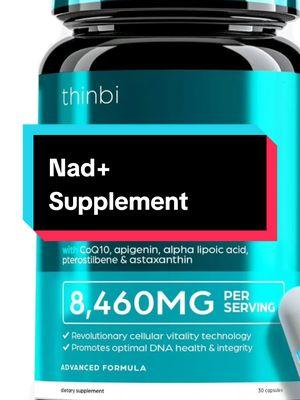 $39.95 detary supplement 30 capsules Thinbi NAD Supplement 8457mg - Extra Strength NMN Alternative Liposomal NAD+ for Women & Men w/ Urolithin A, Resveratrol, CoQ10, Alpha Lipoic Acid - Energy, Anti-Aging, Cell Regeneration 30-Day Supply Sold by Thinbi TikTokShop #TikTokShopCyberMonday#TikTokMadeMeBuyIt #TravelEssentials #CapCut #affordableprice #honestreview #highquality #TikTokShop #robert_mora72 #myfollowers #monetizeyourcontent #viralvideo #tiktokviral5 #nad+ #nadSupplement #thinbi #antiaging #cellregeneration #liposomalsupplements 