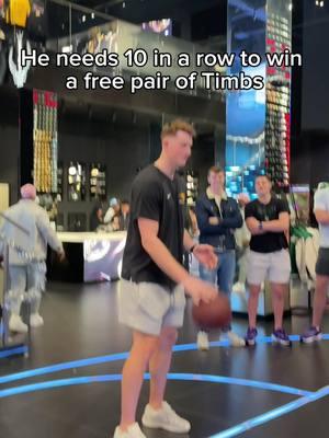 Pretty sure bro could touch the rim just standing🤣 #culturekings #lasvegas #sharpshooter #prize #timbs #basketball #freethrow #challenge 