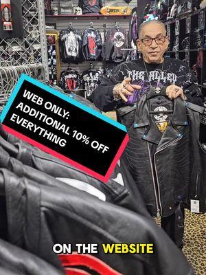 WEB ONLY🕸 ADDITIONAL 10% OFF EVERYTHING: Ts, JEWELRY, HOODIES, BELT BUCKLES AND MORE!. AAAAAAND IT MAKES ALL THE LEATHERS 40% OFF WWW.THEALLEY.COM OR SHOP 2620 W FLETCHER IF YOU FREAKING DARE ☠️ #bestleather ##gothchristmas #bikerchristmas ##leatherjacket #harleydavidson #bikerjacket #motorcyclelife #motorcyclejacket #robzombie #gothstyle ##gothgirl #chicagolocal #metrochicago #thesaltshed #chicagovintage #chicagohistory #NOSFERATU #nosferatumovie 