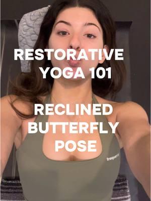 Reclined Butterfly Pose, restorative yoga edition!  #yogaforbeginners #restorativeyoga #fyp 