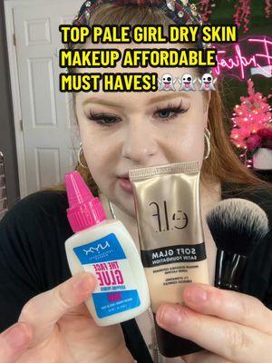 TOP 2 GO TO FAVORITE PALE GIRL DRY SKIN MAKEUP PRODUCT MUST HAVES👻👻 @e.l.f. Cosmetics @NYX Professional Makeup 😍 #elfcosmetics #nyxcosmetics #affordablemakeup #affordablebeauty #palegirl #palegirlmakeup #redheadmakeup #redhead #nyxfaceglue #elfsatinfoundation #elffoundation #pale #palegirlsoftiktok #paletok #makeup #beauty #makeupmusthaves #makeupholygrails #palegirlapproved 