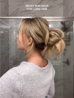 Messy bun hack using only a hair tie✨ thank you @Kenna McClellan for the Inspo 💞 #hairhack #hairhacks #hairturtorial #hairstyle #hairstyles #messybun #hair #easyhairstyles #heatlesshair #heatlesshairstyles #messybuntutorial #updo #longhair #longhairstyles #hairtok #fyp 