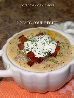 loaded potato soup recipe 😋 ✨ Warm, creamy, and so easy to make! ✨ This potato soup is perfect for a cozy night at home. 🥔🧀 @kraft.naturalcheese @daisybrand @aldiusa  👩🏾‍🍳 RECIPE:  Ingredients * 3 russet potatoes, peeled and diced * 1 yellow onion, diced * 2 tbsp minced garlic * 2 cups milk * 1 cup chicken broth * 1 cup water * 4 oz Monterey Jack cheese, shredded * 4 oz sharp cheddar cheese, shredded * 4 oz mozzarella & cheddar cheese blend, shredded * 1/2 block cream cheese, room temperature * 2 tbsp salted butter * Sour cream (for topping) * 1/2 pack thick cut Bacon (for topping and garnish) * Seasoned with one tablespoon each of: black pepper, paprika, onion powder, and salt * Optional toppings: extra cheese, parsley, or green onion 🍴 Instructions: 1. Chop and cook half a pack of bacon in a large pan. Remove the bacon and set aside, leaving the grease in the pan.   2. Dice one yellow onion and sauté it with 2 tablespoons of minced garlic in the bacon grease until softened.   3. Peel and dice three russet potatoes while the onion and garlic cook.   4. Shred 4 ounces each of Monterey Jack, sharp cheddar, and mozzarella-cheddar blend cheeses.   5. In a deep pan, melt 2 tablespoons of salted butter, then add 2 cups of milk, 1 cup of chicken broth, and 1 cup of water.   6. Stir in half a block of room-temperature cream cheese until smooth. Add 1 tablespoon each of black pepper, paprika, garlic powder, and salt, and mix well.   7. Add the diced potatoes to the pan and gradually stir in the shredded cheeses, reserving a handful for topping.   8. Simmer the soup on low heat for about 30 minutes, stirring occasionally, until the potatoes are fork-tender.   9. Taste and adjust the seasoning as needed, then stir in half of the cooked bacon and a sprinkle of parsley.   10. Serve the soup topped with the reserved cheese, remaining bacon, a dollop of sour cream, and parsley or green onion.  #loadedpotatosoup #potatosoup #soupseason #souprecipes  how to make loaded potato soup, Alabama black mom content creator, easy family meal, weeknight dinner idea, black girl potato soup, black girl cook with me, black people potato soup recipe no crockpot without heavy cream Birmingham Al family influencer mom content creator @McCormick Spices   #creatorsearchinsights 