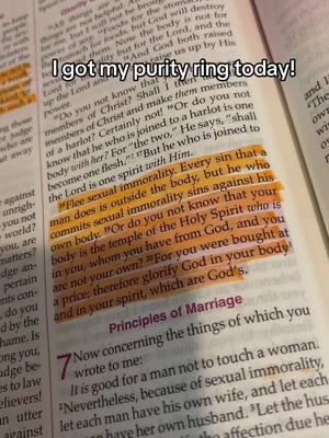 "The unmarried woman cares about the things of the Lord, that she may be holy both in body and spirit". #purityring #lovewaits 