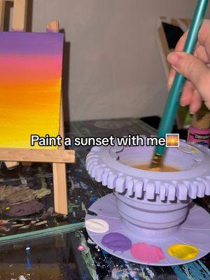 A beautiful day sunset painting 🌅 #arttok #artists #arthacks #paintbrushcleaning #paintinghacks #sunsetpainting #eastpaintingideas 