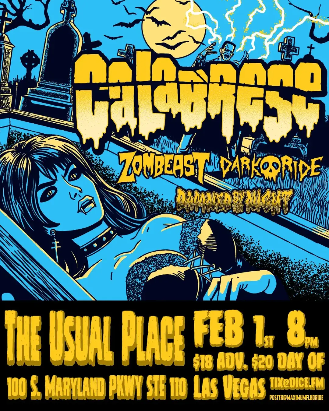 LAS VEGAS! Our show with Zombeast and Dark Ride on February 1st has moved to The Usual Place!  All existing ticket purchases will be honored. Don’t got ’em yet? What the hell are you waiting for? Snag those bad boys now and join us for a wild night of heavy, bone-rattling mayhem. LET’S TEAR IT UP! 🤘🔥 - #horrorpunk #goth #misfits 