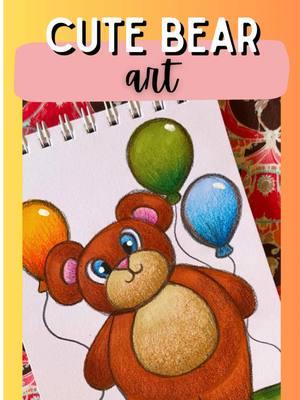 Cute bear art 🧸🎈🖍️ • • • #easyart #easyarttutorial #easyartideas #satisfying #coloring #alcoholmarkers #crayons #cuteanimals #happynewyear #2025 #howtodraw #fyp #fy 