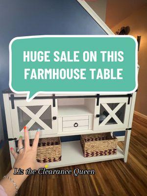 I found the perfect Farmstyle entry table! Plus it’s on sale, with a coupon. #liztheclearancequeen #hopeyouscore✌🏼 #savingmoney #christmassavings #couponer #reviewswithliztheclearancequeen #farmstyle #farmhouse #farmhousedecor #farmhousestyle #farmhousetable #farmhouseliving #entrytable 