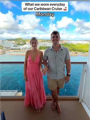 Which fit is your favorite? What we wore everyday of our Caribbean Cruise on @Norwegian Cruise Line 🚢✈️💃🏼🕺🏻 #CruiseNorwegian #NorwegianViva #NCLPartner #travelcouple #coupletravel #couplesoutfits 