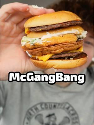 Trying a secret McDonald’s menu item, the mcgangbang #secretmenu #tastetest #foodreview #mcdonalds #foodhack @McDonald’s 