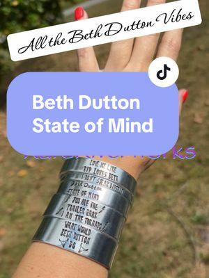 Where are all the Beth Dutton fans?! All the Beth Dutton vibes 🤠 #rareriverworks #stampedjewelry #bracelet #cuff #jewelry #handmade #handmadejewelry #bethdutton #bethduttonstateofmind #ripandbeth #yellowstonetv #smallbiz #handmadewithlove 