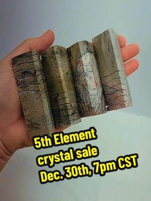 Dont forget to register for our last live sale of the year! 5th Element crystals. Water, Fire, Earth, Air and Ether. We have the sets of 5th Element stones, Incense sticks and cones, Blue Apatite, Malachite, Carnelian, Blue Lace and more.  #triplejcrystals #crystalshop #crystalseller #crystallivesales #crystalcollection #crystalcollector #crystalobsession #5thelement #CapCut 