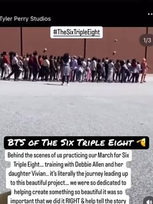 BTS of us marching and preparing to film for The Six Triple Eight thank you so much Debbie Allen and Vivian for training us sooo well and most importantly thank you to our Major Charity Adams for leading us sooo well it’s an HONOR to be apart of HERSTORY 🎬🥹🫶🏽 #thesixtripleeight #sixtripleeight #btscontentcreator 