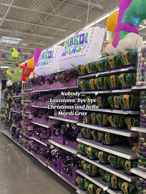 Yk what… HELL YEAH. Walmarts don’t waste no time and what Mariah said? ITSSSSS TIMEEEEEEEEE 🎭💚💜💛 #fyp #mardigras #louisiana #neworleans #walmart #christmas #itstime 