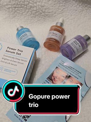 The gopure power trio is on major sale right now!#gopure #skincareroutine #powertrio #hyaluronicacid #vitamincserum #retinoid #glowyskin 