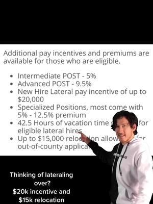 LATERALS 🚔🚔 look at these sweet incentives! SDSO has so many specialized units to choose from, and my favorite part is you can stay there as long as you want. Some agencies have a time cap for those spots and it’s back to patrol. Not us! 🕵🏼‍♀️ #sdso #lawenforcement #specializedunits #sandiego #nowhiring #le #sd 