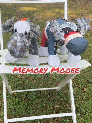 Memory Moose 🫎 #lavaughncottage #lavaughncottageanimals #memoryanimals #memoryanimalsfromclothing #handmadestuffedanimal #comfortanimals 