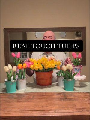 I got these real touch tulips for a craft show project and I love them so much I had to share them with all of you! ##fauxtulips##fauxflowers##springdecor##homedecor##realtouchflowers 