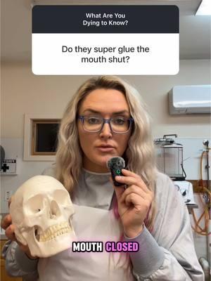 How do we close your mouth at the funeral home? Do we use super glue? Let’s discuss. But spoiler alert I hate super glue and will avoid it at all costs. #funeralhome #bts #embalmer #educationalpurposes 