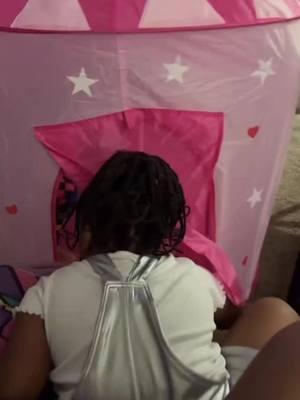 My God baby loves her lil gifts especially her castle tent. She can’t take it! Being mean kicking her sisters out. #fyp #godbaby #🥰 #kidsbelike #itsmine #getout 