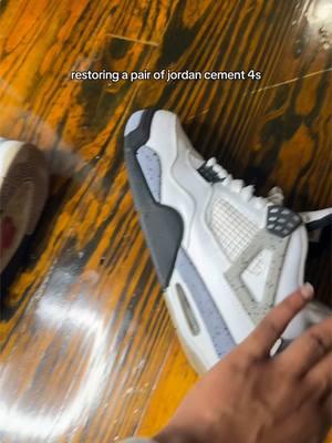 restoring a pair of jordan 4s, painting shoes always has a special place in my heart cause thats where i started but this took like 6 hours😭 #restoringshoes #shoes #jordan4 #paintingshoes #DIY #restorethings 