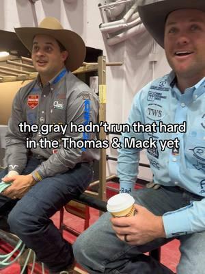 We promised we weren’t done with the behind-the-scenes moments from the press room at the Thomas & Mack, and @Tyler Wade and Cyle Denison are the gift that keeps on giving. @Trey Johnson Ministries, we sure hope you’re recovered from this *unfortunate* incident🤦‍♀️. #teamropers hey @BarrelRacing.com come get your contributors, they’re out of control. 