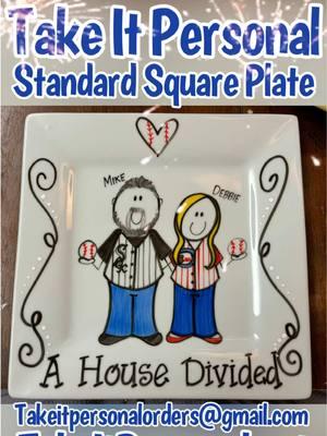 ⚾️ What kind of gift do you buy “a house divided”? A personalized plate that celebrates it! ⚾️#takeitpersonalorders #personalizedgifts #handpainted #baseball #housedivided 