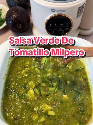 Salsa verde de tomatillo milpero  Ingredientes : - Una libra de tomatillo milpero  - 4 chiles serranos o al gusto  - 1/4 de cebolla - 2 dientes de ajo  - 1/2 manojo de cilantro , 1/2      para moler y 1/2 picado  - sal al gusto - 1/4 de cebolla morada picada  - Un aguacate      #salsaverdedetomatillomilpero #salsaverde #salsaverdetomatillo #greensalsa #tomatillosalsa #multifunctionalblender #licuadoramultifuncional #nutmilkmaker #foodprocessor 