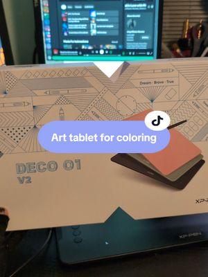 Replying to @snowcatswelt Xp-pen Deco 01 V2 tablet! I've somehow come full circle now in my digital art supplies. I started with the Wacom Bamboo Fun tablet 15+ years ago and upgraded through fancier types of tablets and finally using the same style tablet again for my coloring 😂 #art #3dprinting #3dmodel #3dmodeling #3dprint #3ddesign #3ddesigner #bambustudio 